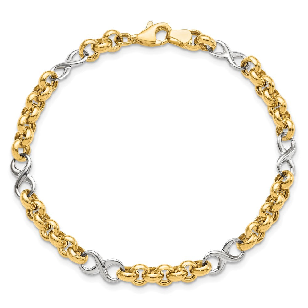 7.5 Zoll 14K Bicolor Poliert Unendlichkeit Armband