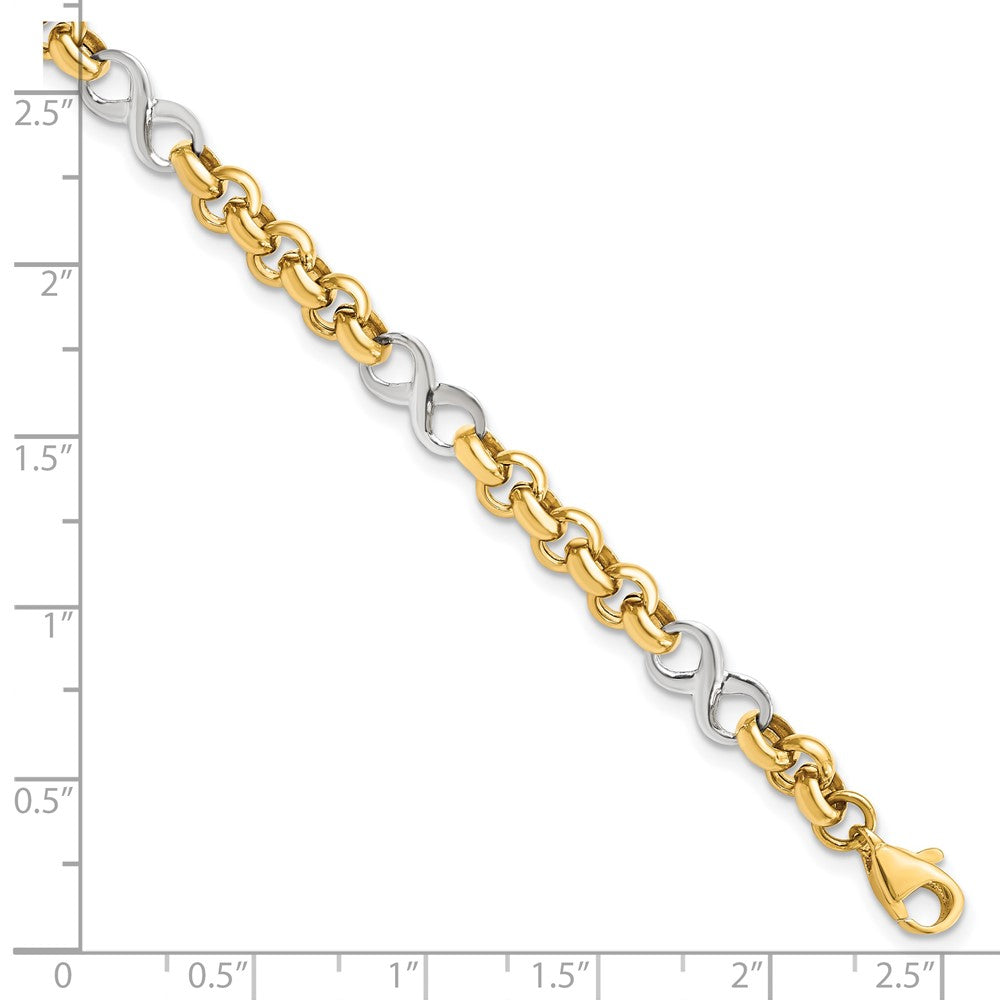 7.5 Zoll 14K Bicolor Poliert Unendlichkeit Armband