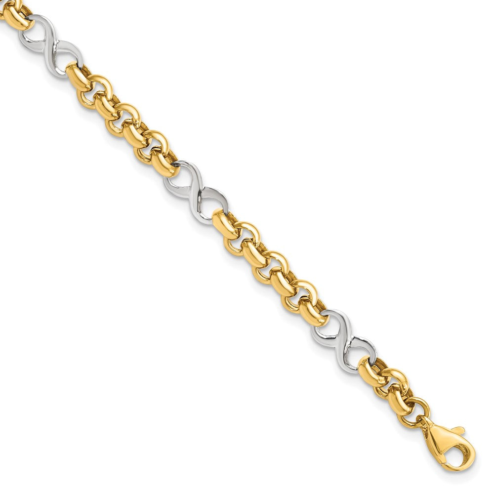 7.5 Zoll 14K Bicolor Poliert Unendlichkeit Armband