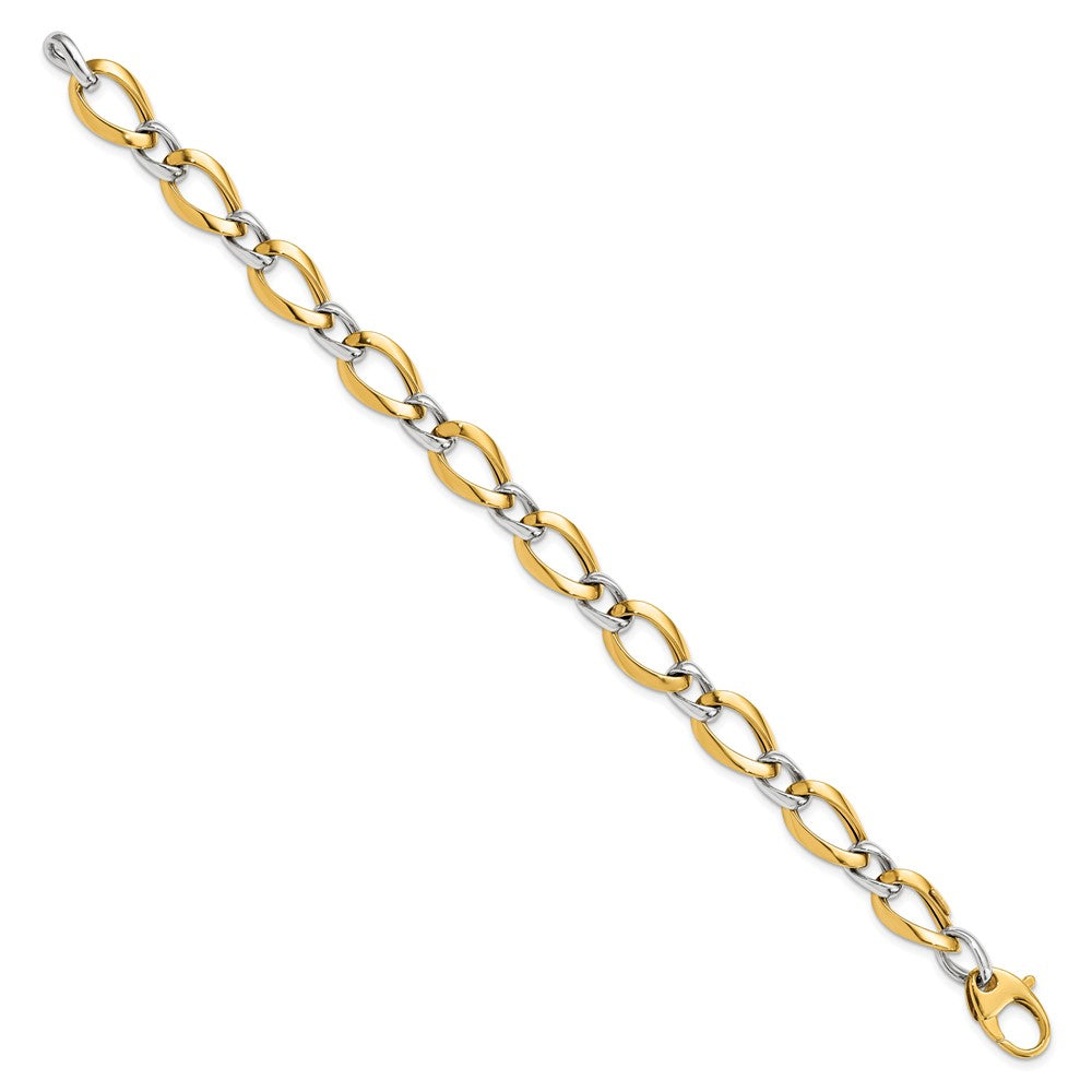 7.75 Zoll 14K Bicolor Poliert Fantasieglieder Armband