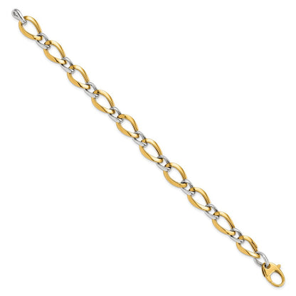 7.75 Zoll 14K Bicolor Poliert Fantasieglieder Armband