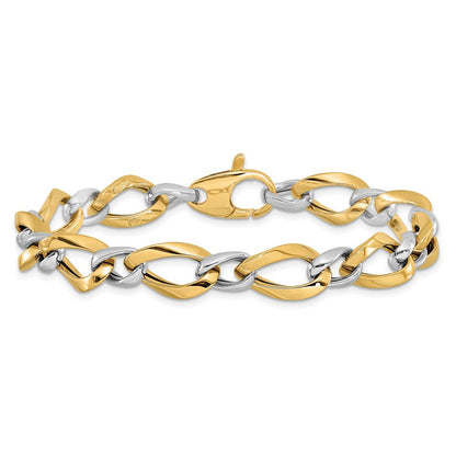 7.75 Zoll 14K Bicolor Poliert Fantasieglieder Armband