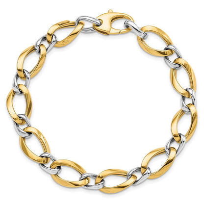 7.75 Zoll 14K Bicolor Poliert Fantasieglieder Armband