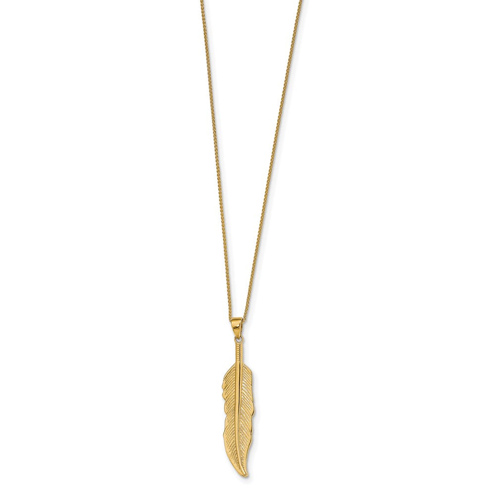14K Gelbgold Feder Anhänger