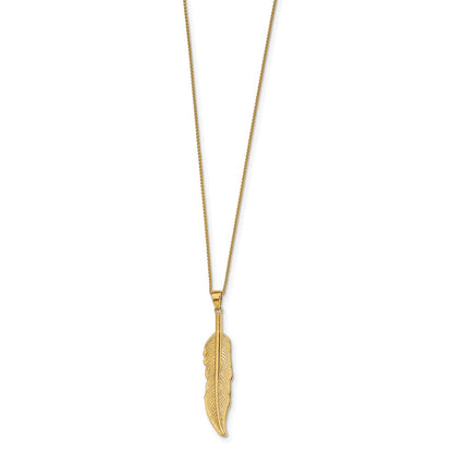 14K Gelbgold Feder Anhänger