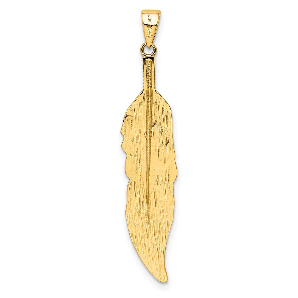 14K Gelbgold Feder Anhänger