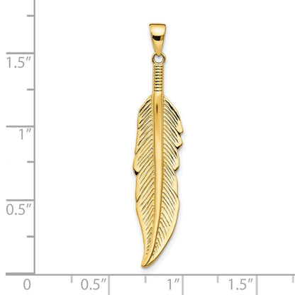 14K Gelbgold Feder Anhänger