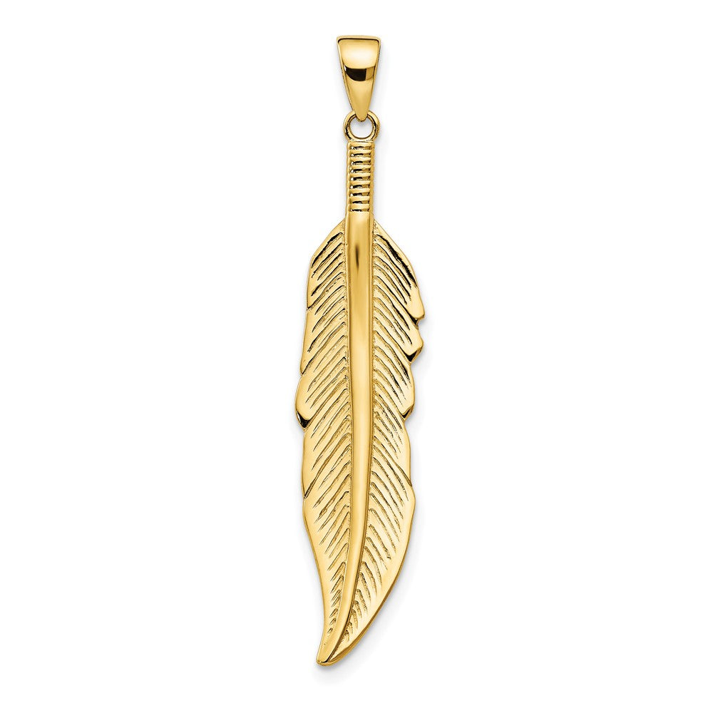 14K Gelbgold Feder Anhänger