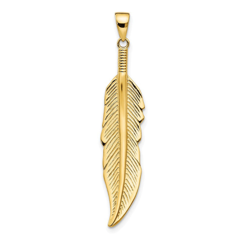 14K Gelbgold Feder Anhänger
