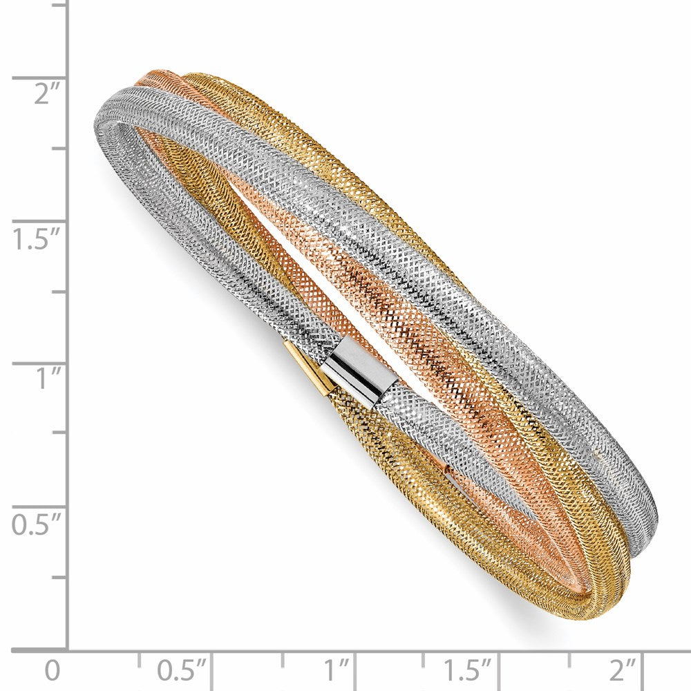 14K Gelb & Rhodium mit Weiß und Roségold Beschichtung Dehnbar Armband
