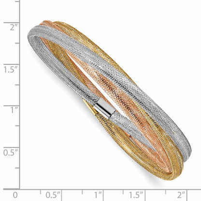 14K Gelb & Rhodium mit Weiß und Roségold Beschichtung Dehnbar Armband