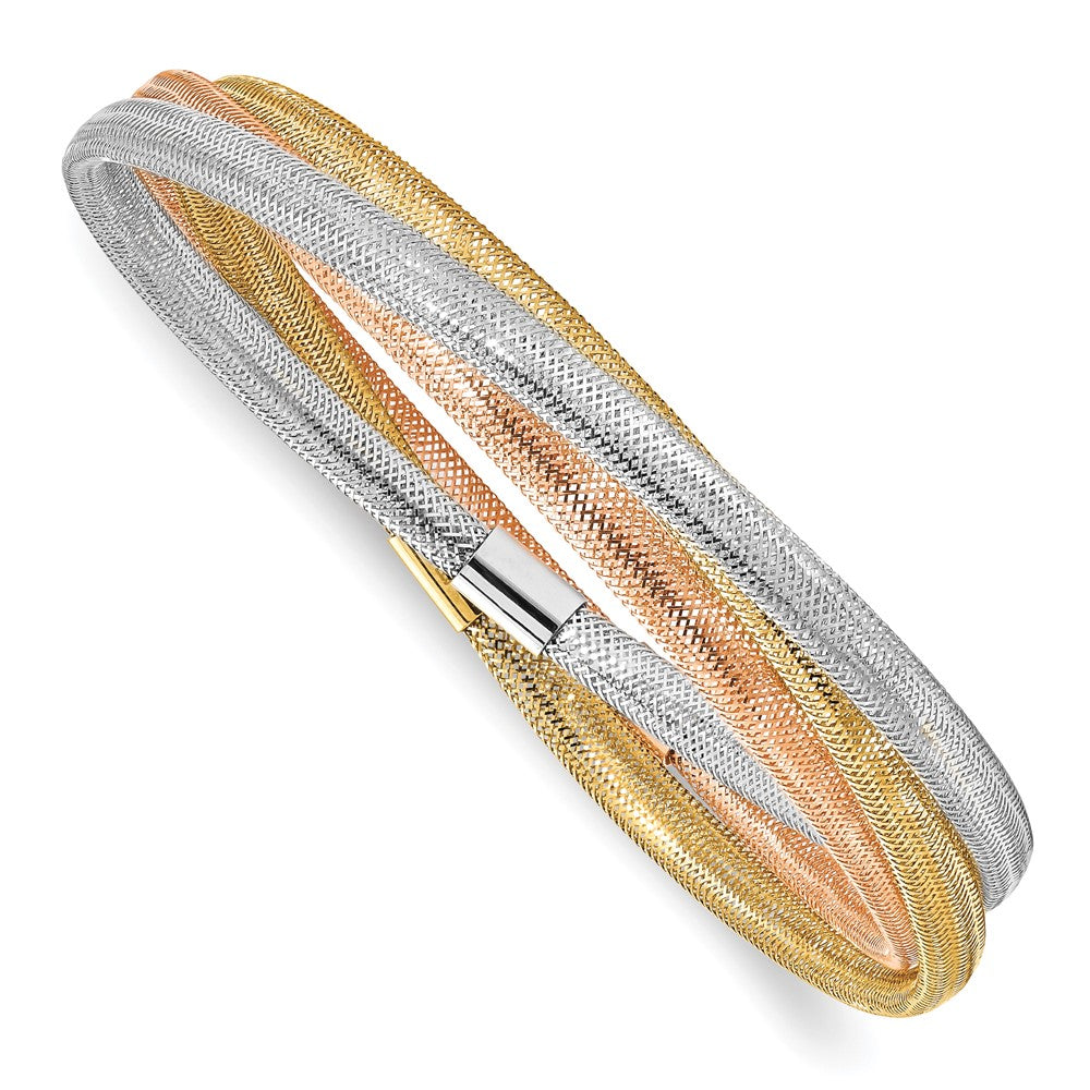 14K Gelb & Rhodium mit Weiß und Roségold Beschichtung Dehnbar Armband