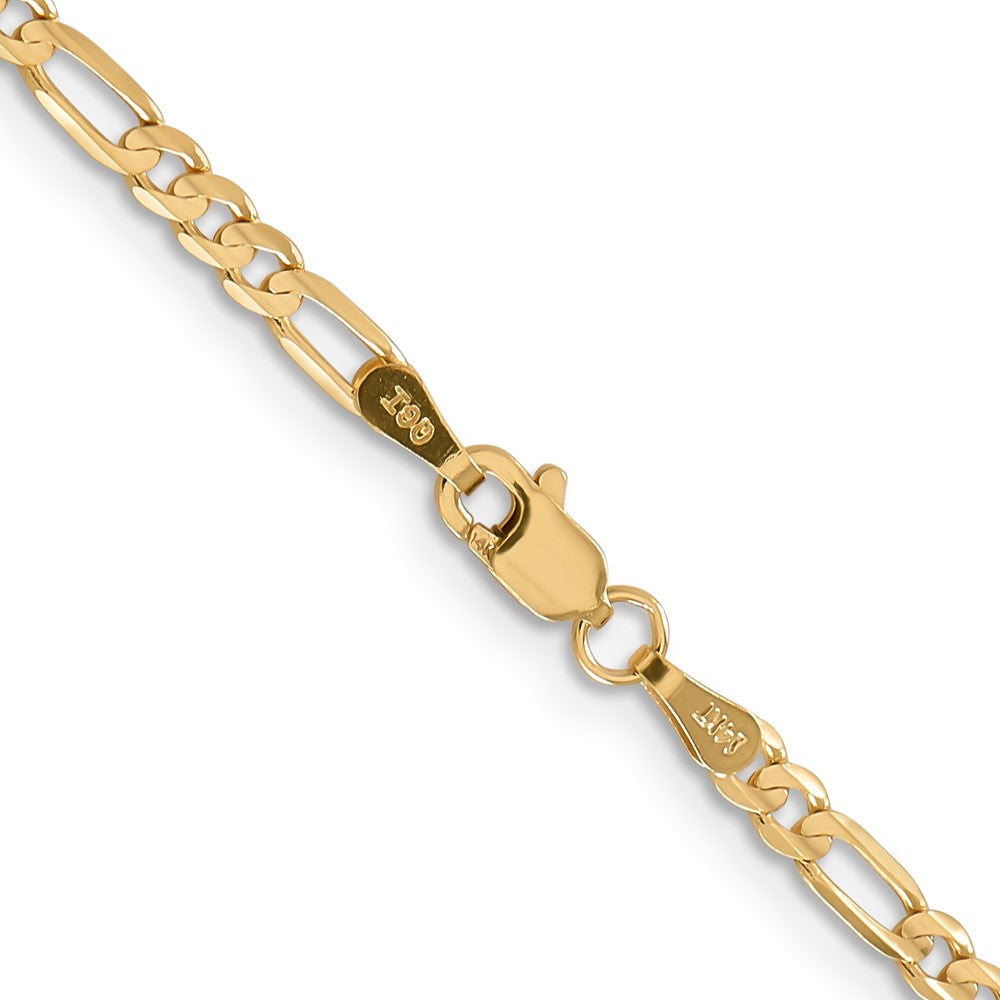 14K Gelbgold 3mm Konkav Offen Figaro mit Karabinerverschluss Halskette