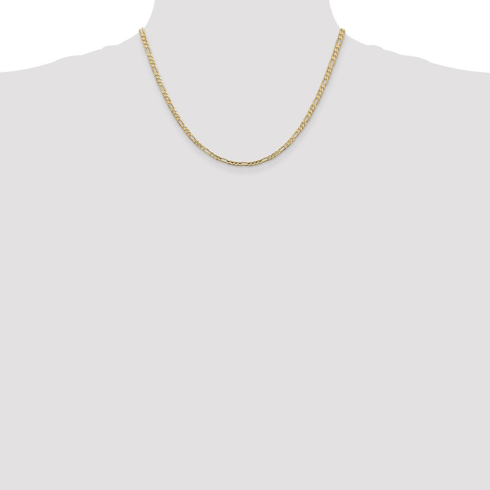 14K Gelbgold 3mm Konkav Offen Figaro mit Karabinerverschluss Halskette