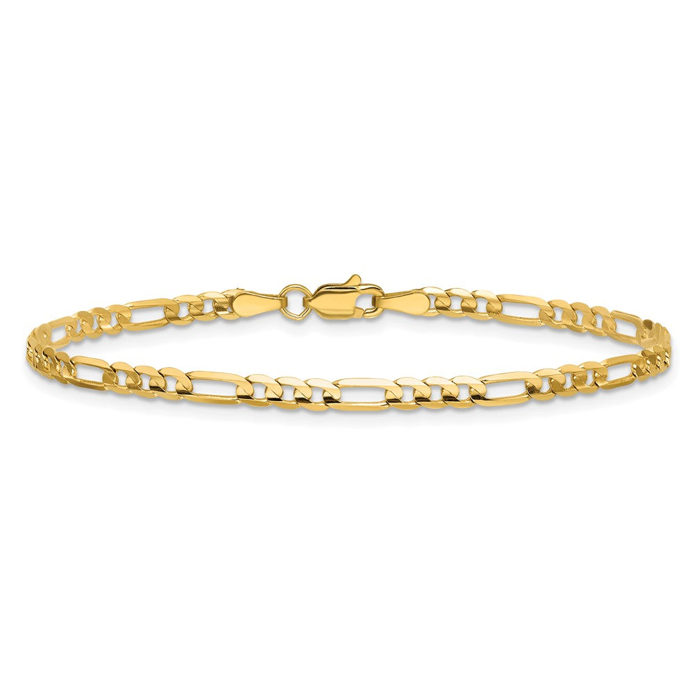 14K Gelbgold 3mm Konkav Offen Figaro Kette Fußkettchen