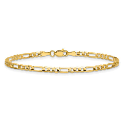 14K Gelbgold 3mm Konkav Offen Figaro Kette Fußkettchen