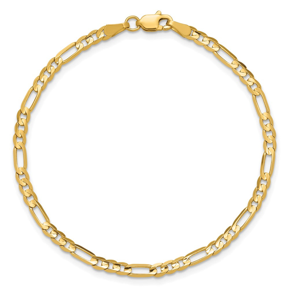 14K Gelbgold 3mm Konkav Offen Figaro mit Karabinerverschluss Gliederarmband