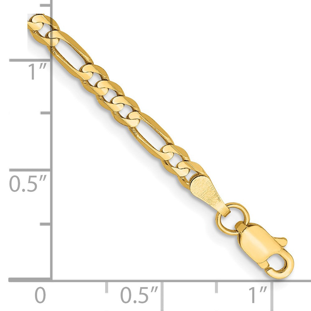 14K Gelbgold 3mm Konkav Offen Figaro mit Karabinerverschluss Gliederarmband