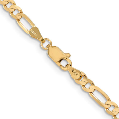 14K Gelbgold 4mm Konkav Offen Figaro mit Karabinerverschluss Halskette