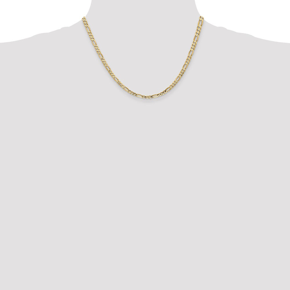 14K Gelbgold 4mm Konkav Offen Figaro mit Karabinerverschluss Halskette
