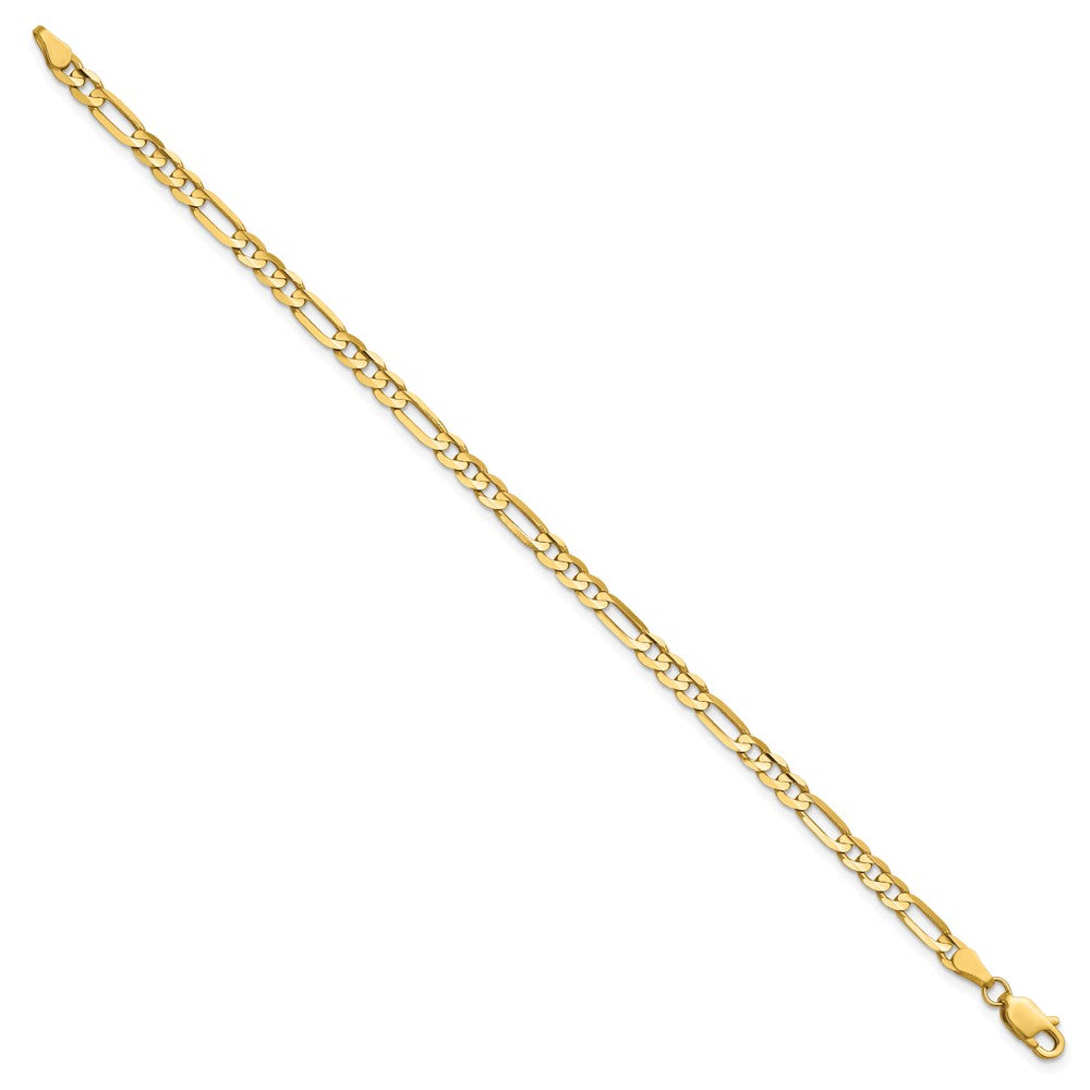 14K Gelbgold 4mm Konkav Offen Figaro Kette Fußkettchen