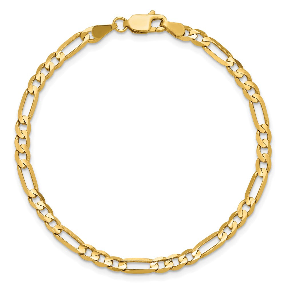 14K Gelbgold 4mm Konkav Offen Figaro mit Karabinerverschluss Gliederarmband