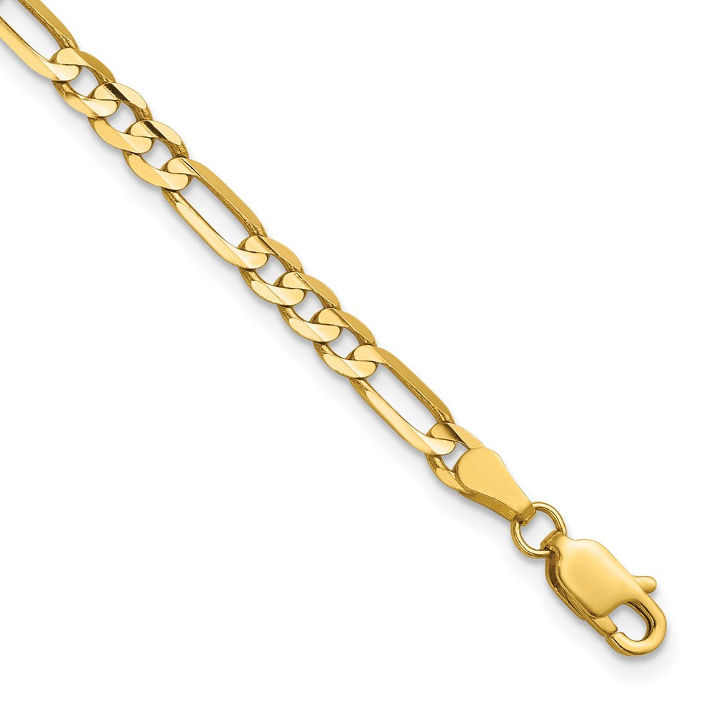14K Gelbgold 4mm Konkav Offen Figaro mit Karabinerverschluss Gliederarmband