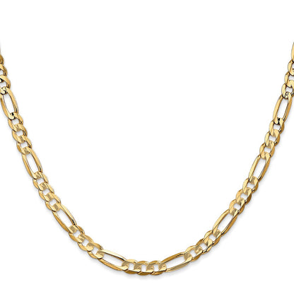14K Gelbgold 4.5mm Konkav Offen Figaro mit Karabinerverschluss Halskette
