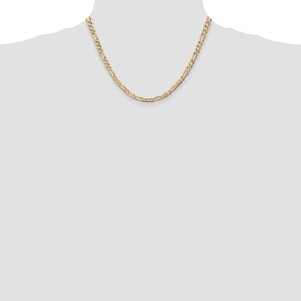 14K Gelbgold 4.5mm Konkav Offen Figaro mit Karabinerverschluss Halskette