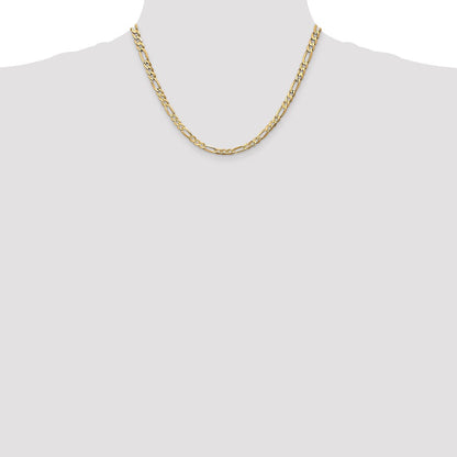14K Gelbgold 4.5mm Konkav Offen Figaro mit Karabinerverschluss Halskette