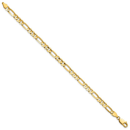 14K Gelbgold 4.5mm Konkav Offen Figaro mit Karabinerverschluss Gliederarmband