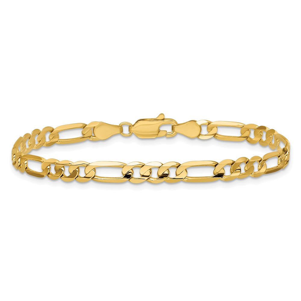 14K Gelbgold 4.5mm Konkav Offen Figaro mit Karabinerverschluss Gliederarmband