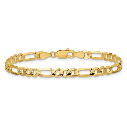 14K Gelbgold 4.5mm Konkav Offen Figaro mit Karabinerverschluss Gliederarmband