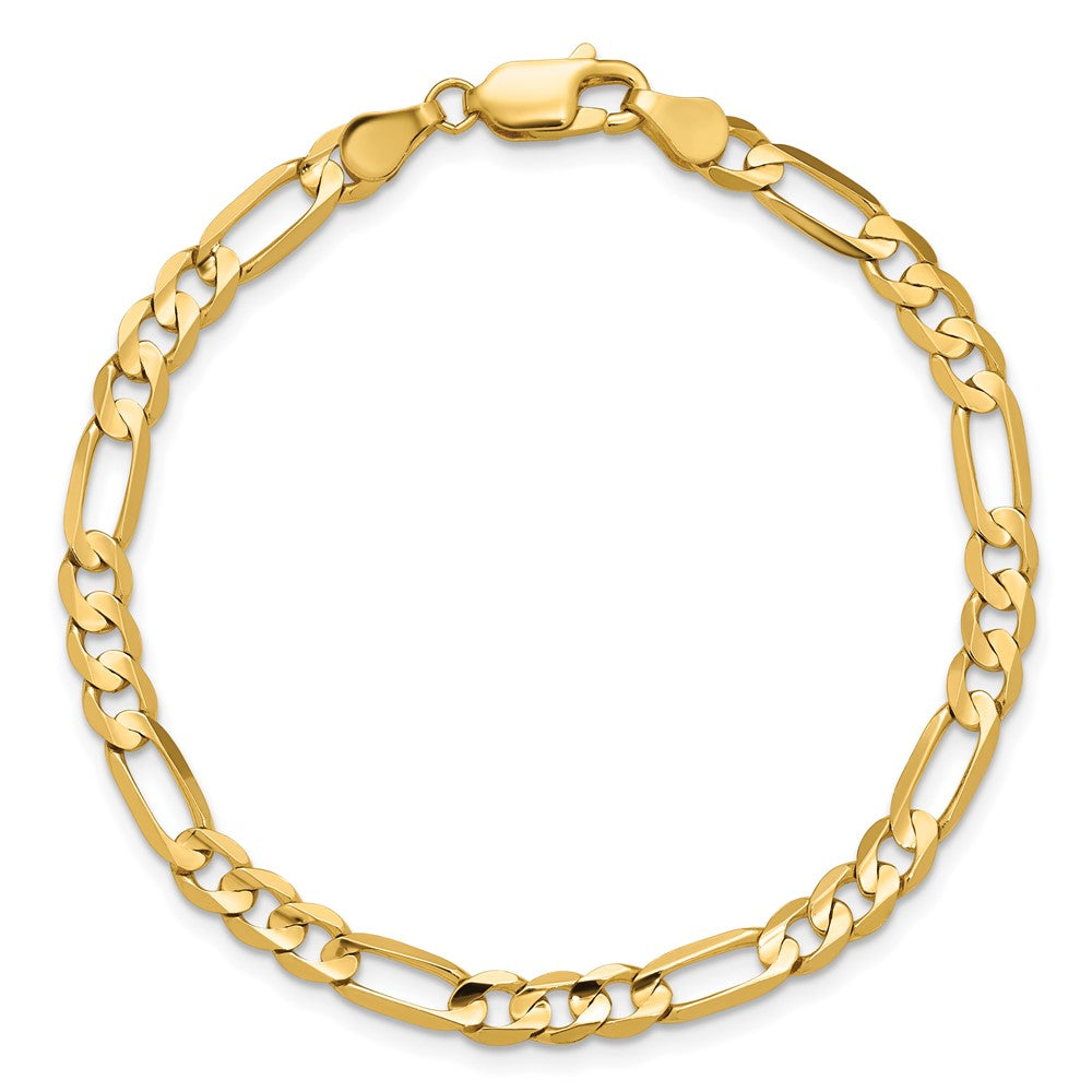 14K Gelbgold 4.5mm Konkav Offen Figaro mit Karabinerverschluss Gliederarmband