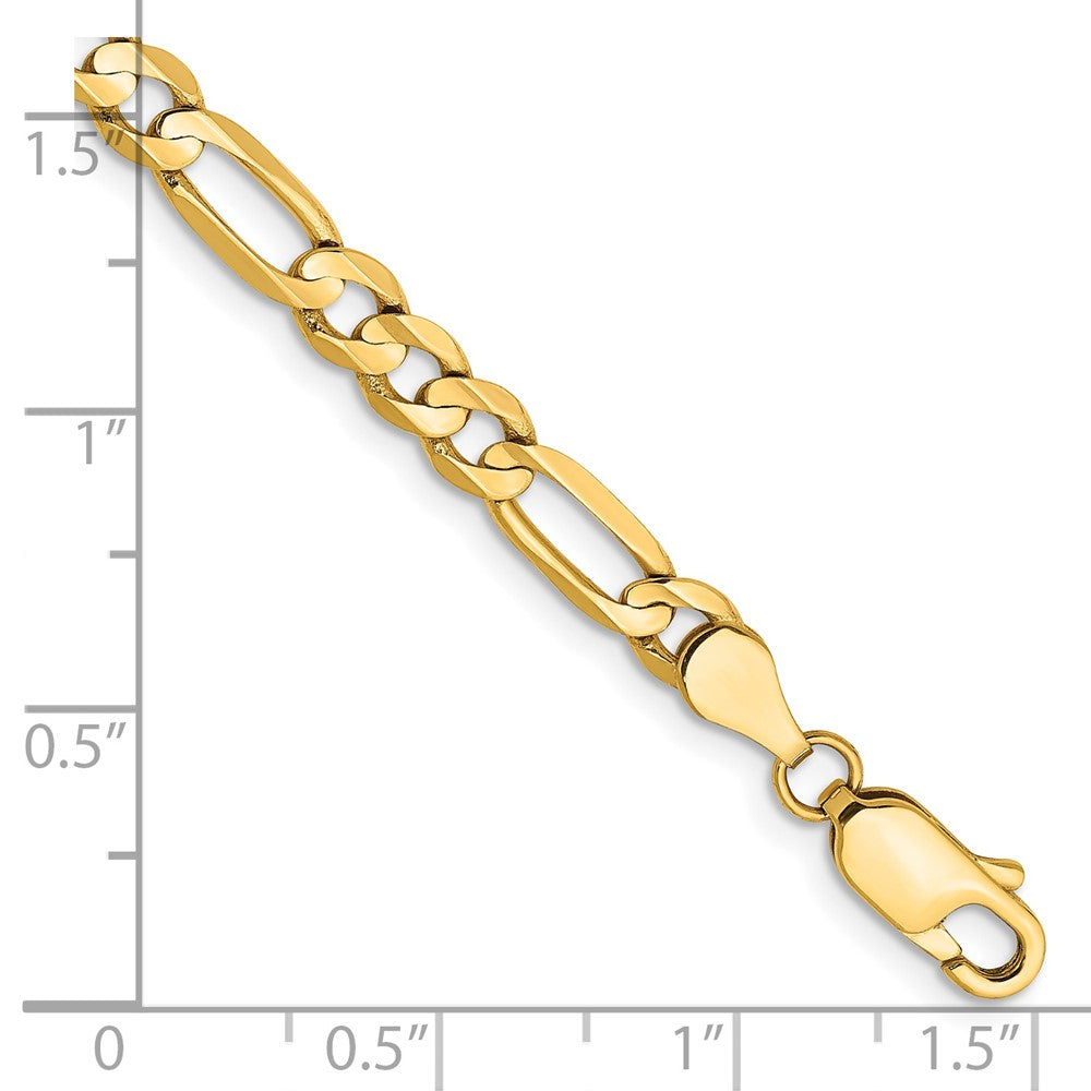 14K Gelbgold 4.5mm Konkav Offen Figaro mit Karabinerverschluss Gliederarmband