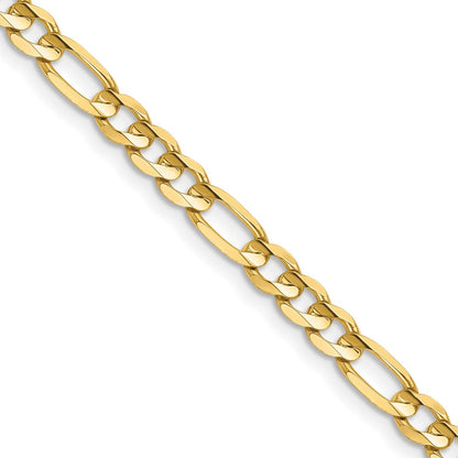 14K Gelbgold 4.5mm Konkav Offen Figaro mit Karabinerverschluss Halskette