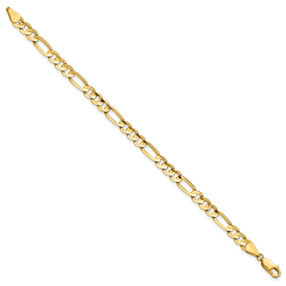 14K Gelbgold 5.5mm Konkav Offen Figaro mit Karabinerverschluss Gliederarmband