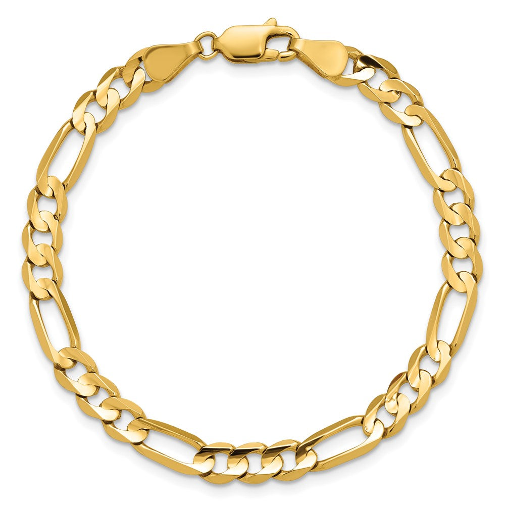 14K Gelbgold 5.5mm Konkav Offen Figaro mit Karabinerverschluss Gliederarmband
