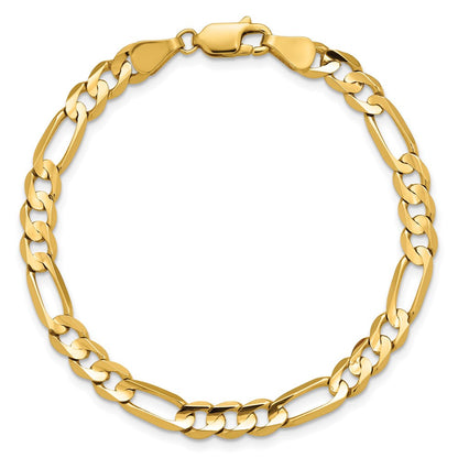 14K Gelbgold 5.5mm Konkav Offen Figaro mit Karabinerverschluss Gliederarmband