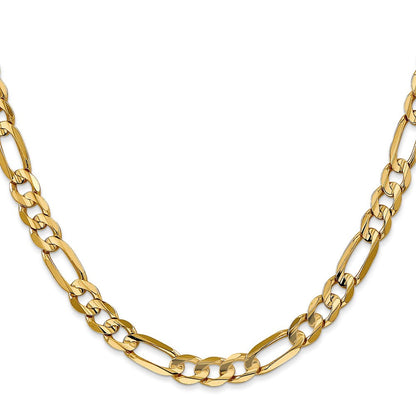 14K Gelbgold 6mm Konkav Offen Figaro mit Karabinerverschluss Halskette