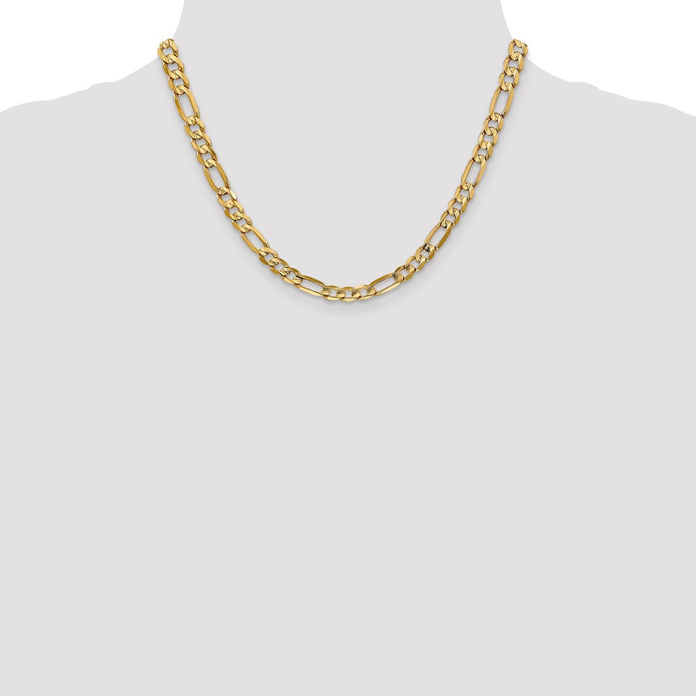 14K Gelbgold 6mm Konkav Offen Figaro mit Karabinerverschluss Halskette
