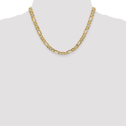 14K Gelbgold 6mm Konkav Offen Figaro mit Karabinerverschluss Halskette