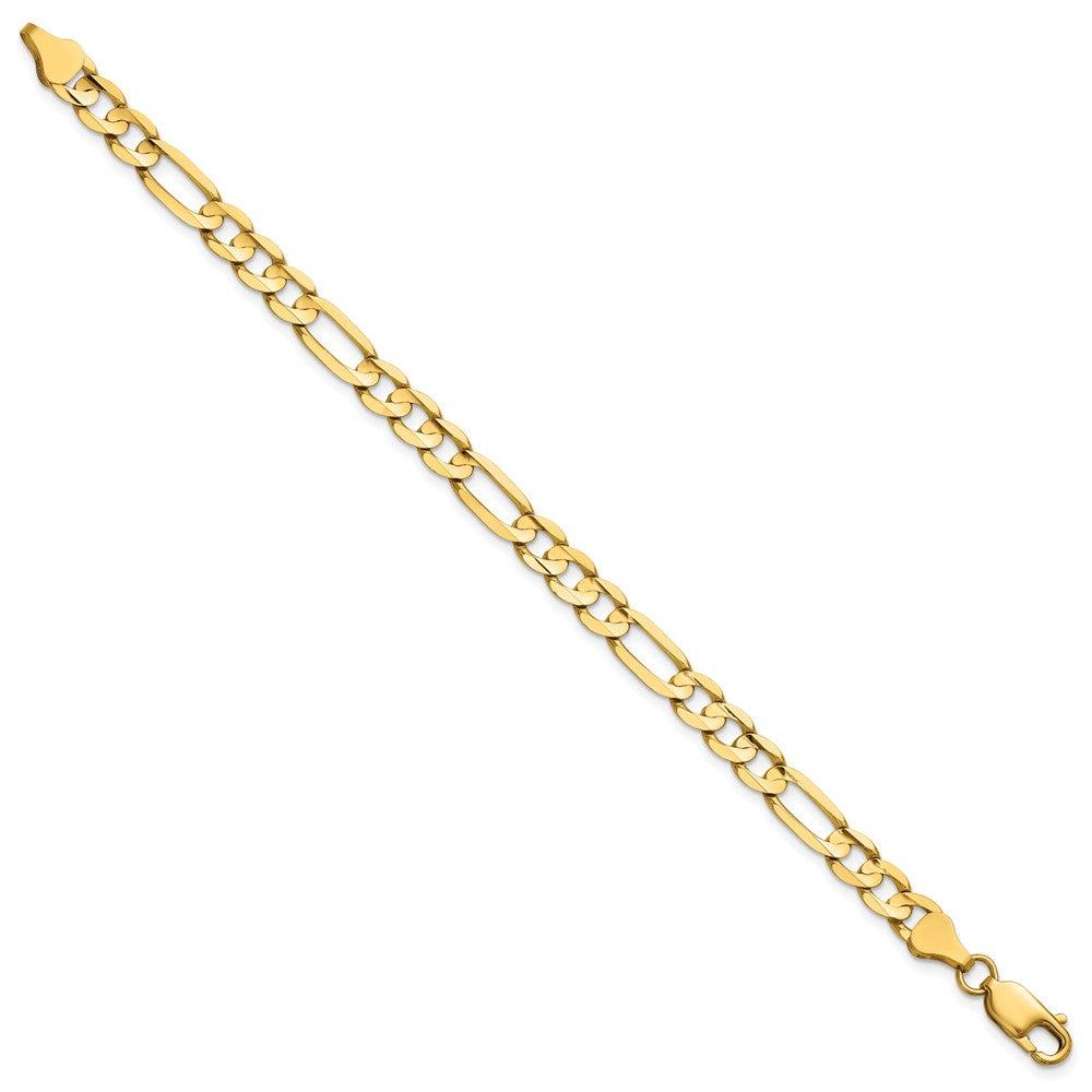 14K Gelbgold 6mm Konkav Offen Figaro mit Karabinerverschluss Gliederarmband