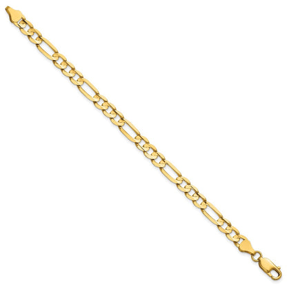 14K Gelbgold 6mm Konkav Offen Figaro mit Karabinerverschluss Gliederarmband