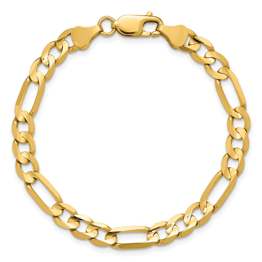 14K Gelbgold 6mm Konkav Offen Figaro mit Karabinerverschluss Gliederarmband