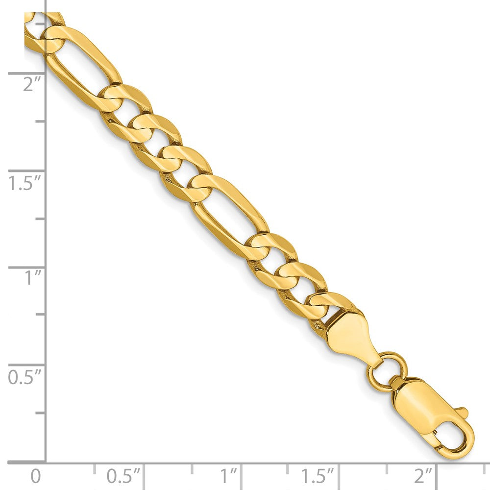 14K Gelbgold 6mm Konkav Offen Figaro mit Karabinerverschluss Gliederarmband