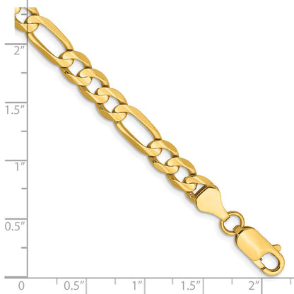 14K Gelbgold 6mm Konkav Offen Figaro mit Karabinerverschluss Gliederarmband