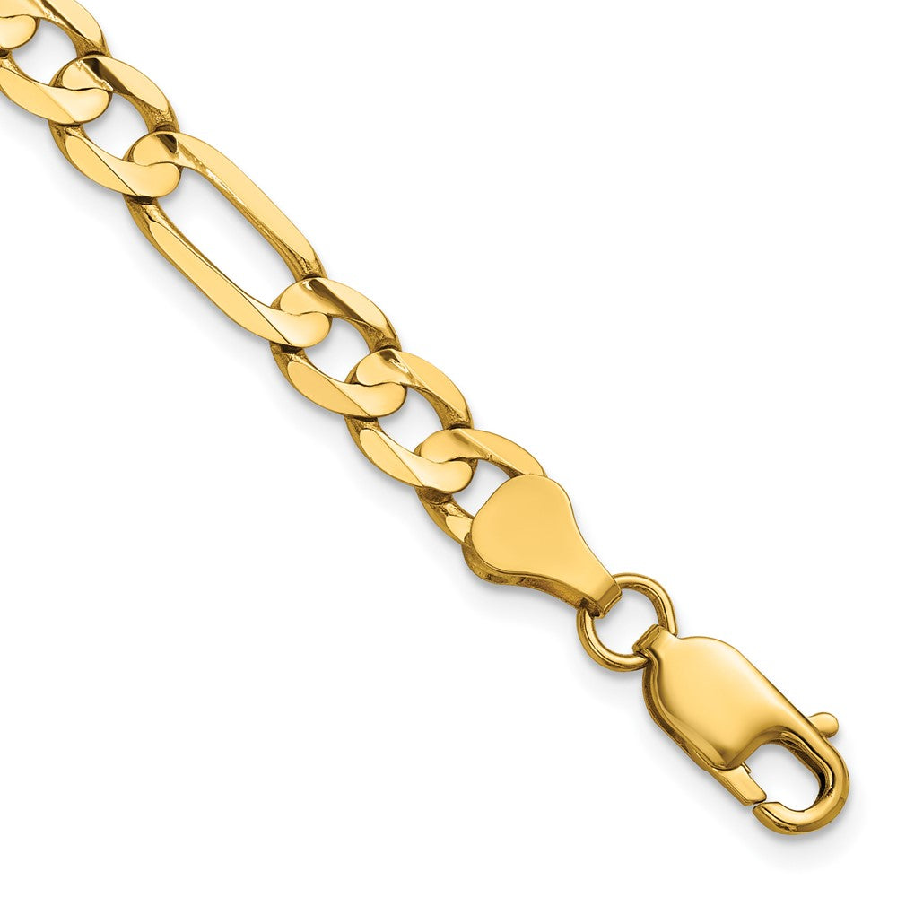 14K Gelbgold 6mm Konkav Offen Figaro mit Karabinerverschluss Gliederarmband