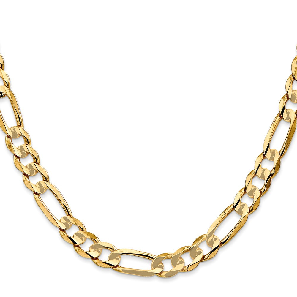 14K Gelbgold 6.75mm Konkav Offen Figaro mit Karabinerverschluss Halskette