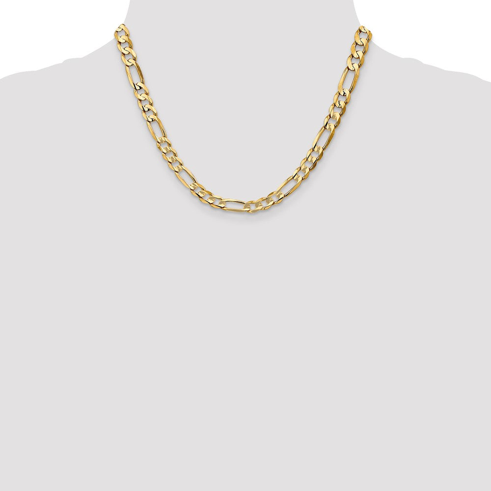 14K Gelbgold 6.75mm Konkav Offen Figaro mit Karabinerverschluss Halskette